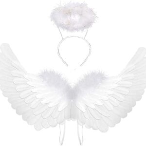 White Angel Costume Wings and Halo