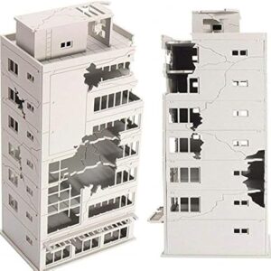 EatingBiting N Scale 1/144 1:144 Ruined Damaged Building After War Assembling Model Outland Realism Scene for DIY Sand Table Garden Micro L…
