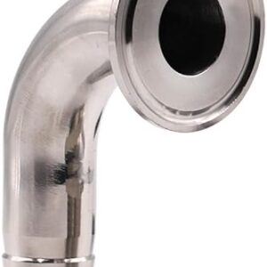 DERNORD Sanitary Hose Barb Pipe Fitting 1.5″ Tri Clamp (50.5MM Ferrule) 90 Degree Elbow (Tube OD: 1/2″/12MM (1.5 Tri-clamp))