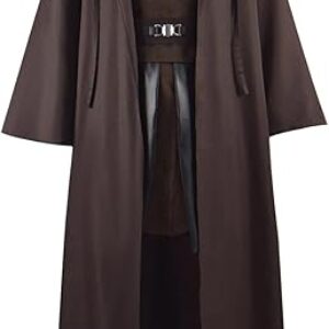 Adult Tunic Costume Men’s Brown Hooded Robe Tunic Uniform Full Set Halloween Cosplay Costume