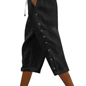 Women’s Striped Linen Capri Pants