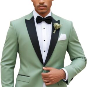Men Suits Sage Green Tuxedo 2 Piece Slim Fit Party Wear Wedding Groomsmen Dinner Suits