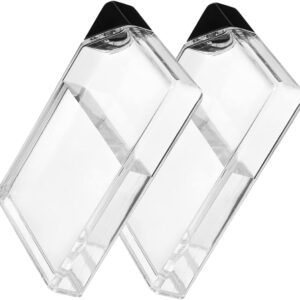 Kisangel 2pcs Flat Water Bottles Square Water Bottles Transparent Travel Water Bottle for Sports Portable Kettle