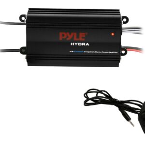 Pyle Auto 4-Channel Marine Amplifier – 200 Watt RMS 4 OHM Full Range Stereo with Wireless Bluetooth & Powerful Prime Speaker – High Crossov…