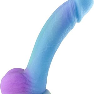 8.5 Inch Soft Bent Realistic Silicone Dildos, Thick Lifelike Penis for Beginners Masturbation G-spot Stimulation, Strap-on Adult Sex Toy wi…