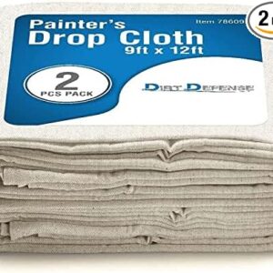 Pack of 2: All Purpose Canvas Drop Cloth Cotton Tarp 9×12 Large Canvas Tarp for Art Supplies, Drop Cloth for Painting Supplies/Paint Canvas…