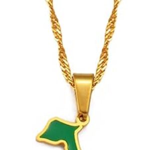 SHOUJIQQ Ethiopia Ogaden Region Charm Pendant Neckalces – Ethnic Hip Hop Country Maps Flag Necklace for Women/Men Charm Jewe