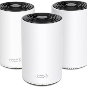 TP-Link Deco AXE5400 Tri-Band WiFi 6E Mesh System – Wi-Fi up to 7200 Sq.Ft, Engadget Rated Best Mesh For Most People, Replaces WiFi Router and Extender, AI-Driven Mesh New 6GHz Band, 3-Pack(Deco XE75)