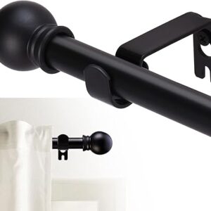 Curtain Rods for windows 32-62 inch, 5/8 inch Decorative Matte Black Splicing Heavy Duty Metal Curtain Rod set with Brackets