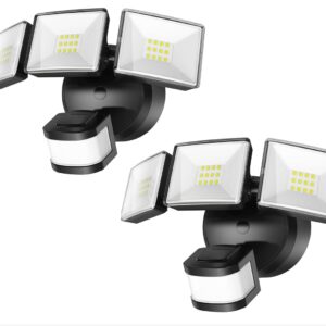 OREiN 2 Pack Motion Sensor Outdoor Lights, 3500LM/26W and 240° Big Motion Sensor, Dusk to Dawn Flood Lights Outdoor IP65 Waterproof 3 Modes LED Security Light for Front Door, Yard, Black (Hardwired)
