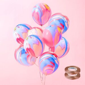 60pcs Tie Dye Balloons with Ribbons