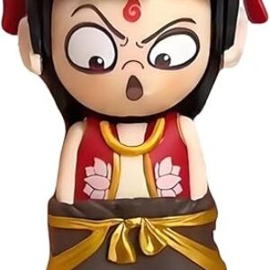 Nezha Anime Collectible Figure Face Changing Doll with 4 Interchangeable Faces-Traditional Chinese Costume Character Statue,Cute Desk Decor for An…