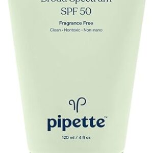 Pipette Mineral Sunscreen – SPF 50 Broad Spectrum Baby Sunblock with Non-Nano Zinc, UVB/UVA Non-Toxic Sun Protection for Kids & Sensitive S…