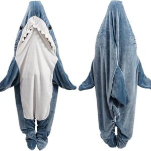 Shark Onesie, Shark Blanket Hoodie Onesie Adult, Shark Sleeping Bag for Adult (L)