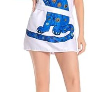 Anni Frid 70S 80S Costume Cat T-Shirt Women’s Vintage Retro Dress Halloween Carnival Merch with Belt White