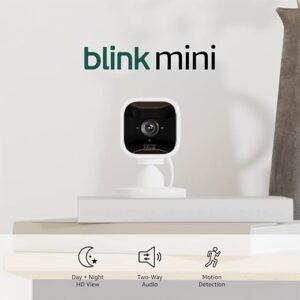 Blink Mini – Compact indoor plug-in smart security camera, 1080p HD video, night vision, motion detection, two-way audio, easy set up, Work…
