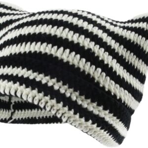 Fairy Grunge Crochet Beanies Y2K Punk Cat Ears Knitted Slouchy Hats Alt Indie Caps Headwear Accessories