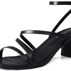 Shoe’N Tale Strappy Heels for Women Low Chunky Block Heel Dress Shoes Square Open Toe Ankle Strap Heeled Sandals