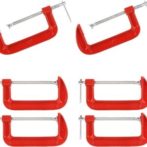6 Pack Large C Clamps 6 Inch C Clamp Set Industrial Strength C Clamps Heavy Duty Crafted from Nodular Cast Iron 6-Inch Jaw Opening C-Clamps …