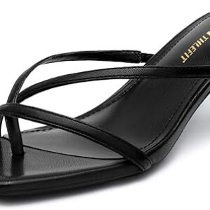 Athlefit Women’s Strappy Kitten Heels Flip Flops Square Open Toe Low Heels Fashion Party Dress Thong Heeled Sandals