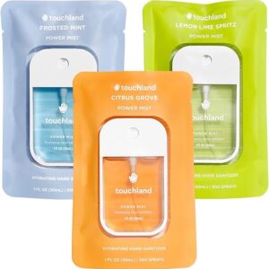 Touchland Power Mist Hydrating Hand Sanitizer Spray, FRESH Trio Set (Mint, Citrus, Lemon Lime), 1 FL. OZ. Travel Size (Set of 3)