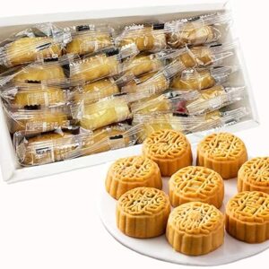 HELENOU666 Mooncakes Chinese Mid-Autumn Festival Traditional Mini-Mooncake 8-Flavor Mixed Fruit Moon Cake 20pcs