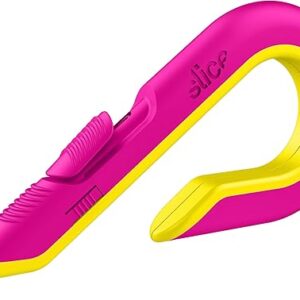 Slice Box Cutter | Manual Retracting | Heavy Duty Utility Knife | Safe Ceramic Blade Lasting 11x Longer than Metal | 1 Pack | Fuchsia
