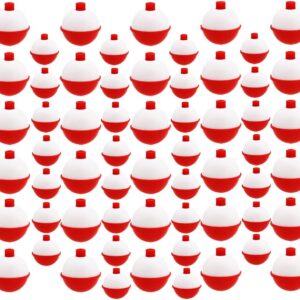 60 Pcs Fishing Floats,Hard ABS Fishing Bobber Bulk,Push Button Round Buoy Floats for Fishing Tackle Accessories,1/1.5 Inch