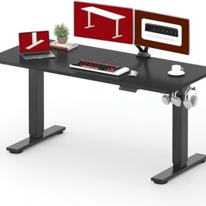 SANODESK Standing Desk Height Adjustable Electric Stand up Desk 63×24 Inches Sit Stand Home Office with Splice Board, Black Frame/Black Top