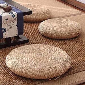 Futon Seat Cushion,Natural Straw Woven Floor Pillow Outdoor,Round Tatami Floor Cushion Sitting,Handmade Meditation Cushion,for Yoga Room (D…