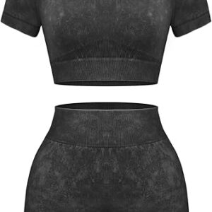 OLCHEE Women’s Seamless Yoga Set – Shorts & Crop Top