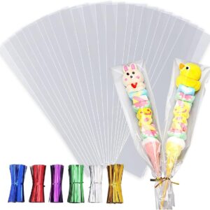 100pcs Clear Cellophane Treat Bags with Ties