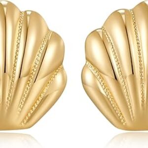 Chunky Gold Seashell Starfish Earrings