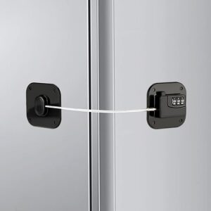 Fridge Lock, Heavy Duty Refrigerator Lock, No Drilling, Safety Locks for Cabinets and Drawers, Opening Proof, Easy Install for cabinets (Bl…
