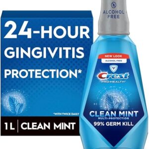 Crest Pro-Health Multi-Protection Mouthwash with CPC, Clean Mint, 1L (33.8 fl oz), Crest Mouthwash, Gingivitis Treatment