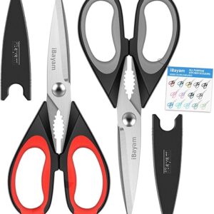 iBayam Kitchen Scissors All Purpose Heavy Duty, Kitchen Utensils Set, Stainless Steel Cooking Utensils Gadgets, Meat Poultry Food Shears Di…