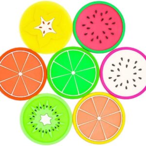 JASSINS 7 Pcs Silicone Fruit Coasters