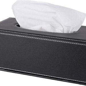 High-end Fashion PU Leather Tissue Box Holder Black with lid, Rectangular Napkin Facial Tissues Holder Dispenser,Home Office Car Tissue Box …