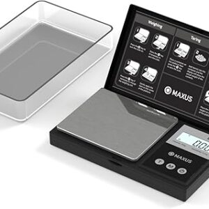 MAXUS Digital Pocket Gram Scale 500g x 0.01g High Precision with Tray, Weighs Small Food, Jewelry, Ounces, Grains, LCD Display, Tare Functi…