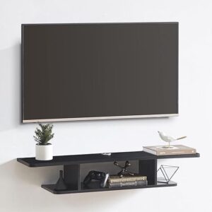 GHC Floating TV Stand, Wall Mounted Entertainment Center and Cabinet Shelf, TV Console with Storage, Media Console for DVD Player, Space-Saving Under TV Shelf for Bedroom, Living Room (Black)