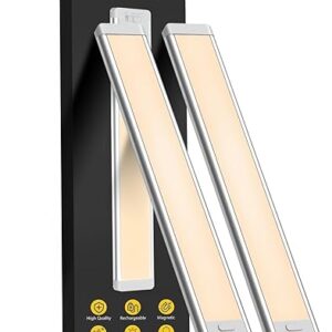 Under Cabinet Lights, 63 LED Rechargeable Battery Operated Motion Sensor Light Indoor, 2 Pack Magnetic Dimmable Closet Lights, Wireless Unde…