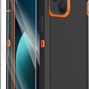 Annymall for iPhone 13 Case with 2 Screen Protector,Shockproof Drop Protection Full Body Heavy Duty 3 Layer Military Rugged Durable Phone Cover fo…