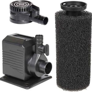 Spaces Places DP430 Pump for Ponds, Fountains, Gardens, Aquariums, Statuary, or Small Water Displays 8’2-16′ Power Cord and Foam Pre-Filter…