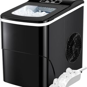 Ice Maker Machine for Countertop, 9 Bullet Ice Cubes Ready in 6 Minutes, 26lbs in 24Hrs Portable Ice Maker Machine Self-Cleaning, 2 Sizes of…