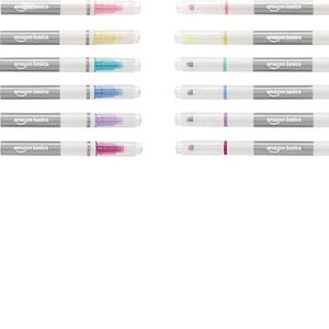 Amazon Basics Dual Tip Erasable Highlighters, 12-Pack