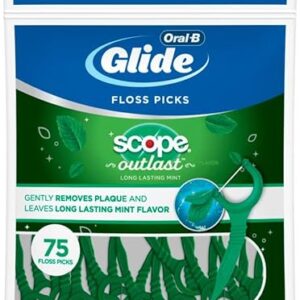 Oral-B Glide Complete Floss Picks, Dental Floss Picks, Scope Outlast, 75-ct, Toothpicks Floss Picks