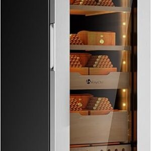 KingChii Upgrade 60L Electric Temperature & Humidity Control Cigar Humidor, Built-in Humidification System with Spanish Cedar Wood Shelves …