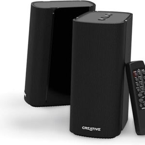 Creative T100 2.0 Compact Hi-Fi Speakers, up to 80W Peak Power with Bluetooth 5.0, Optical-in, AUX-in, Wide Soundstage and Audio Clarity with Bass…