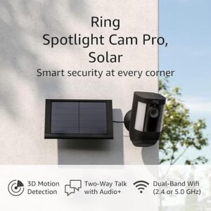 Ring Spotlight Cam Pro, Solar | 3D Motion Detection, Two-Way Talk with Audio+, and Dual-Band Wifi (2022 release) – Black