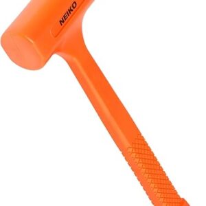 Neiko 02846A 1 LB Dead Blow Hammer, Neon Orange I Unibody Molded | Checkered Grip | Spark and Rebound Resistant